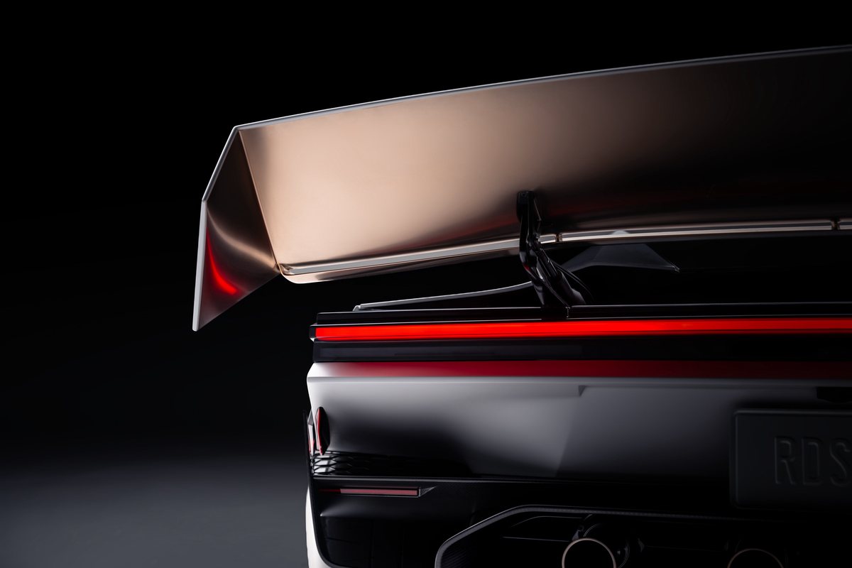 The Tesla Roadster's rear wing, deployed
